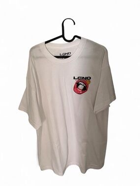 White Short Sleeve Graphic Tee with Pink Mouth Print
